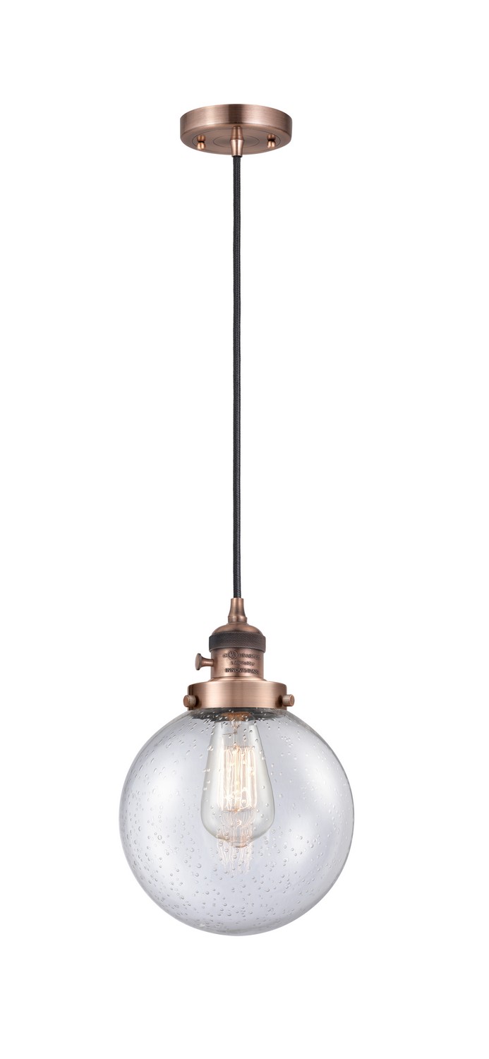 LED Mini Pendant by Innovations - Franklin Restoration Collection, Antique Copper Finish - 201CSW-AC-G204-8-LED
