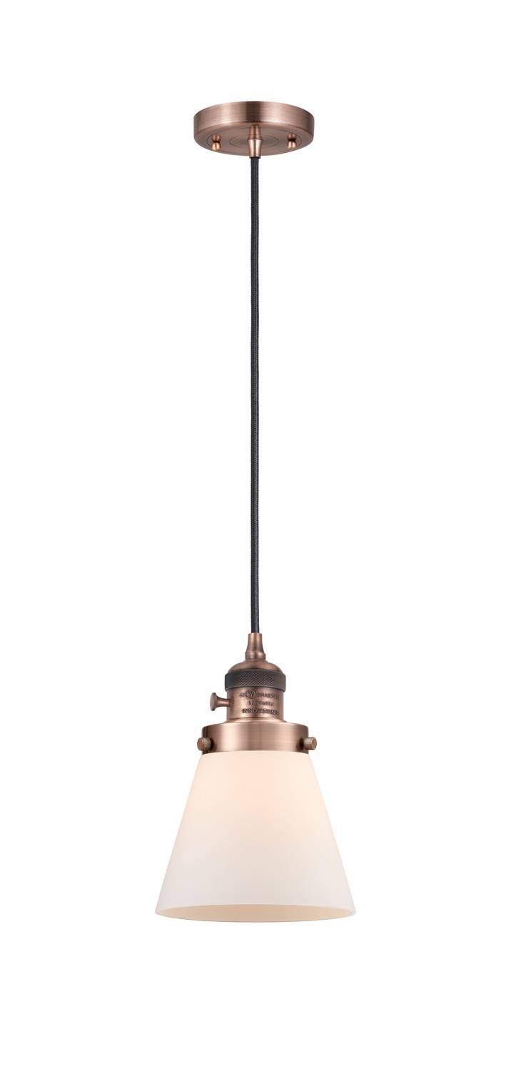 One Light Mini Pendant by Innovations - Franklin Restoration Collection, Antique Copper Finish - 201CSW-AC-G61