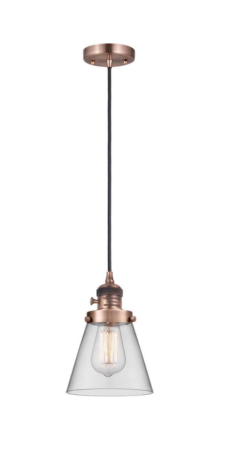 LED Mini Pendant by Innovations - Franklin Restoration Collection, Antique Copper Finish - 201CSW-AC-G62-LED