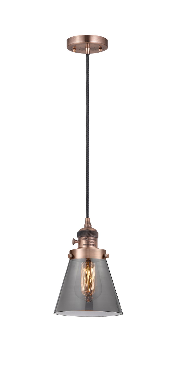One Light Mini Pendant by Innovations - Franklin Restoration Collection, Antique Copper Finish - 201CSW-AC-G63