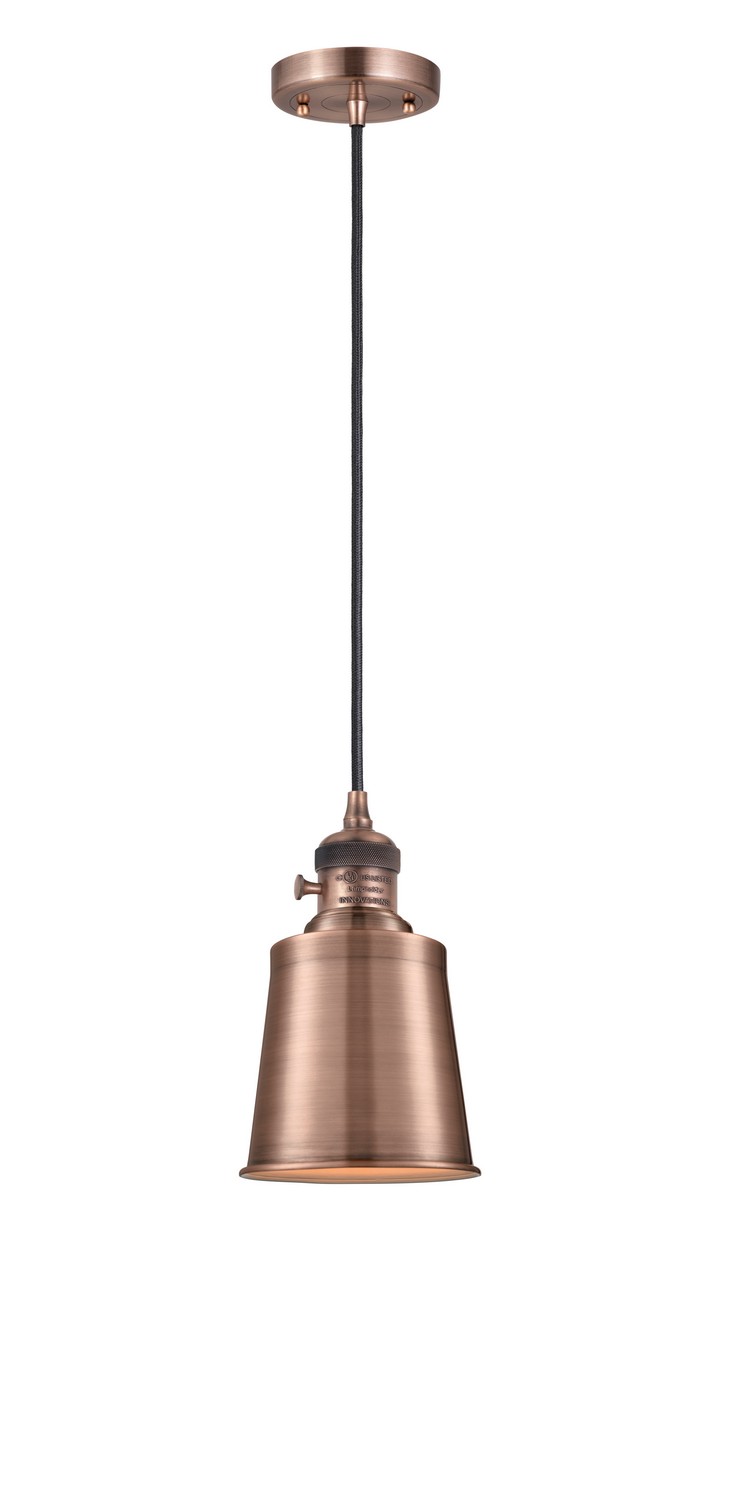 LED Mini Pendant by Innovations - Franklin Restoration Collection, Antique Copper Finish - 201CSW-AC-M9-AC-LED