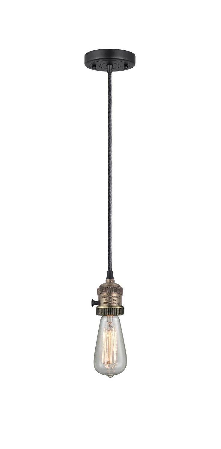 One Light Mini Pendant by Innovations - Franklin Restoration Collection, Black Antique Brass Finish - 201CSW-BAB