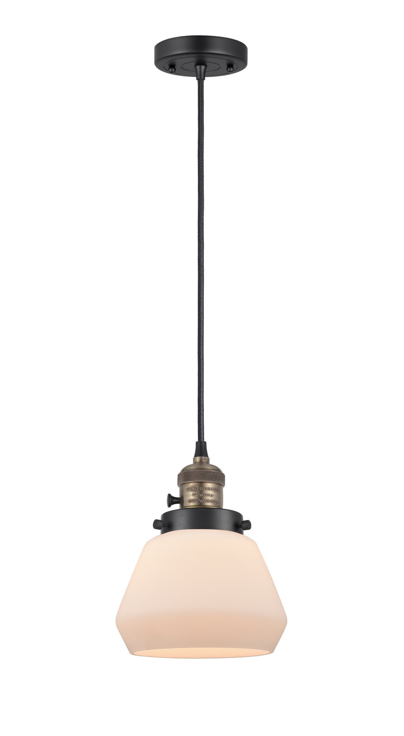One Light Mini Pendant by Innovations - Franklin Restoration Collection, Black Antique Brass Finish - 201CSW-BAB-G171