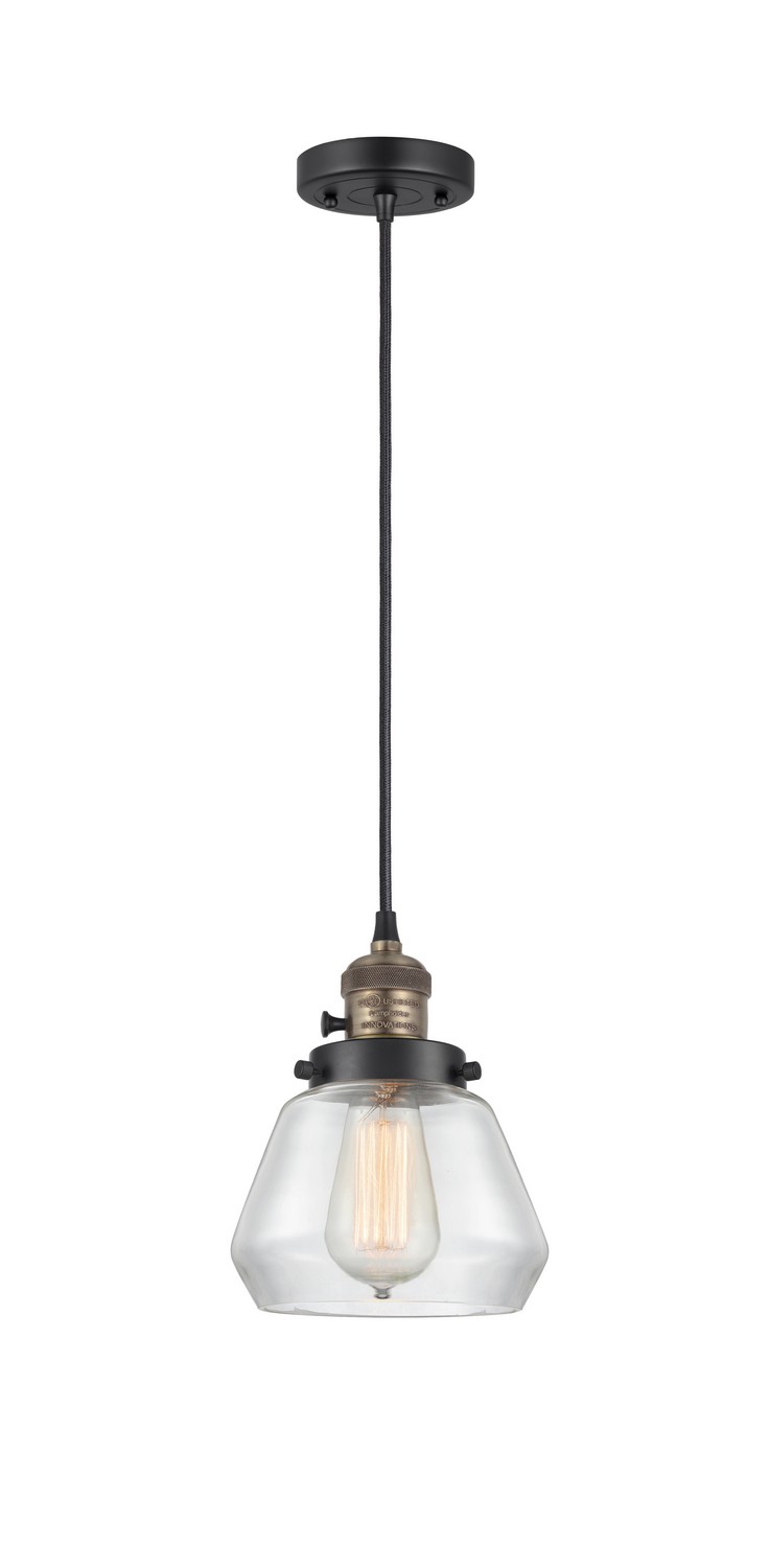 One Light Mini Pendant by Innovations - Franklin Restoration Collection, Black Antique Brass Finish - 201CSW-BAB-G172