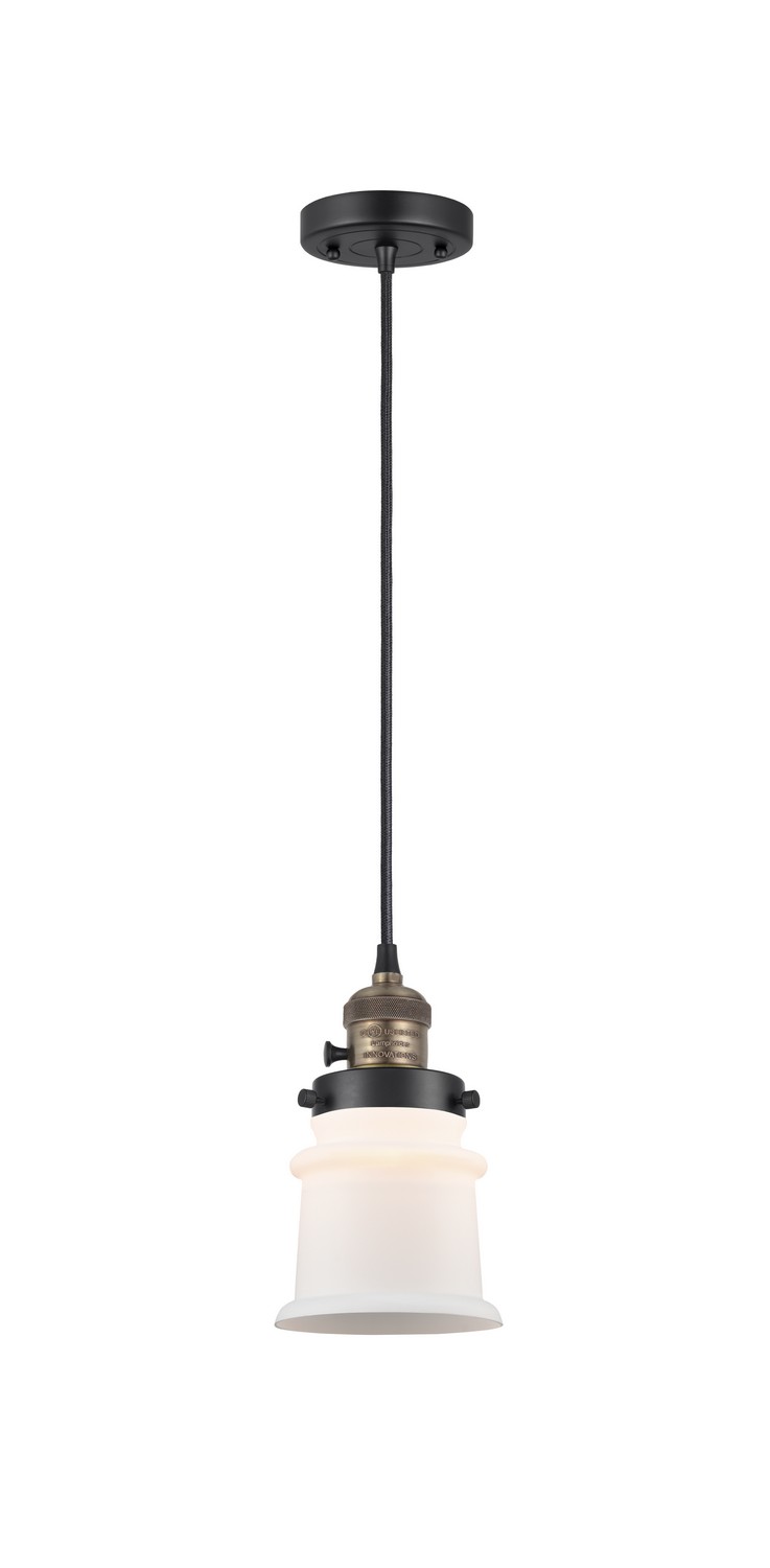 One Light Mini Pendant by Innovations - Franklin Restoration Collection, Black Antique Brass Finish - 201CSW-BAB-G181S