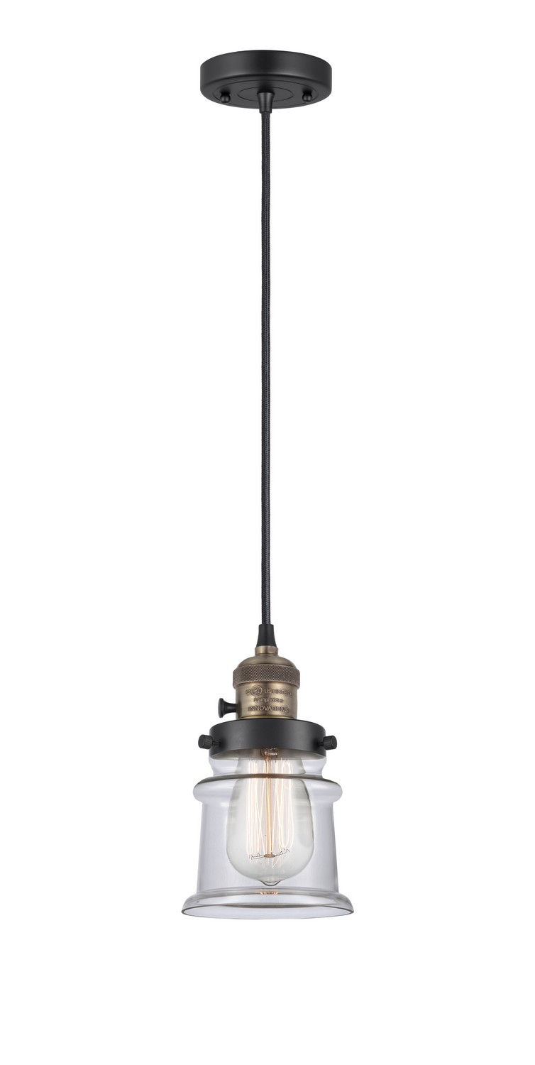 One Light Mini Pendant by Innovations - Franklin Restoration Collection, Black Antique Brass Finish - 201CSW-BAB-G182S