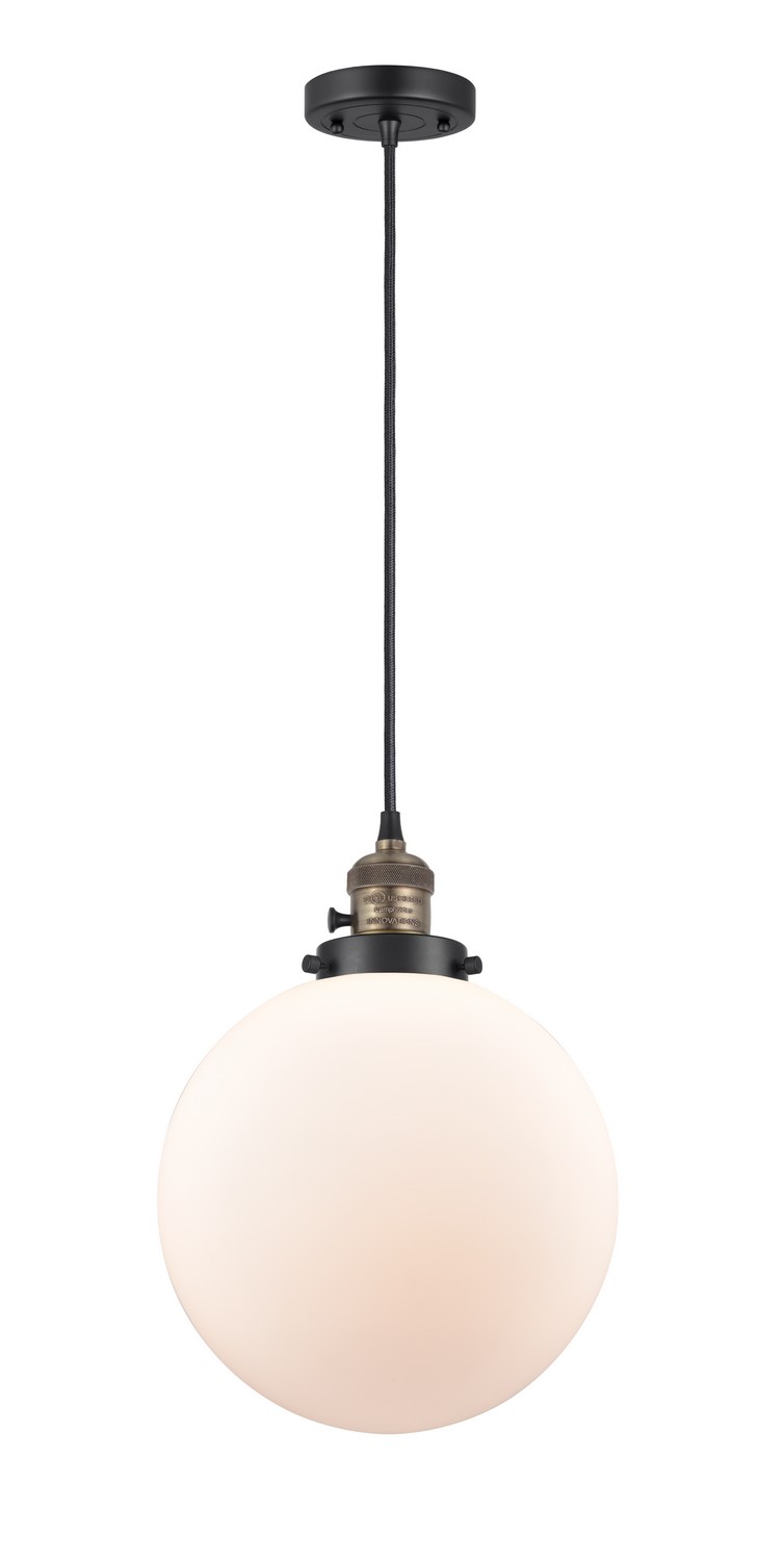 LED Mini Pendant by Innovations - Franklin Restoration Collection, Black Antique Brass Finish - 201CSW-BAB-G201-10-LED