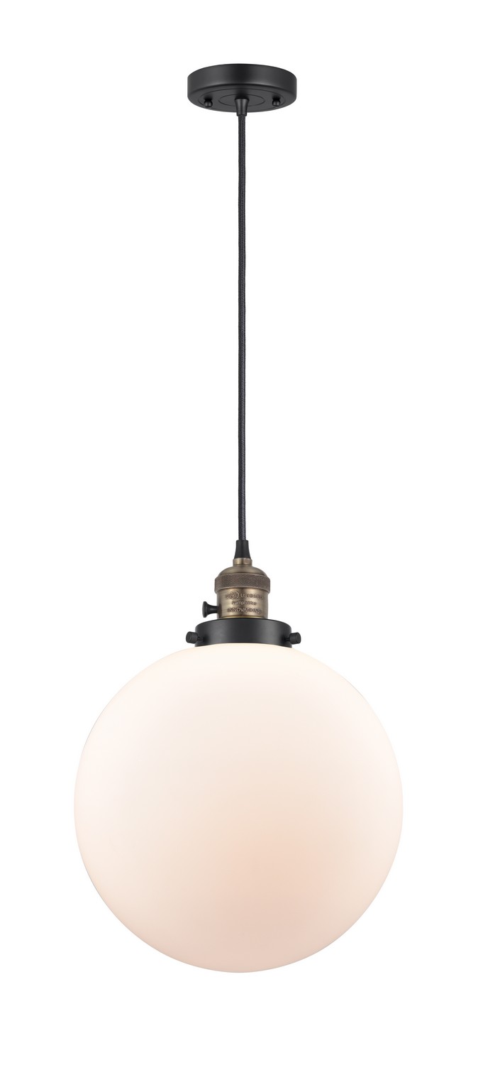 LED Mini Pendant by Innovations - Franklin Restoration Collection, Black Antique Brass Finish - 201CSW-BAB-G201-12-LED
