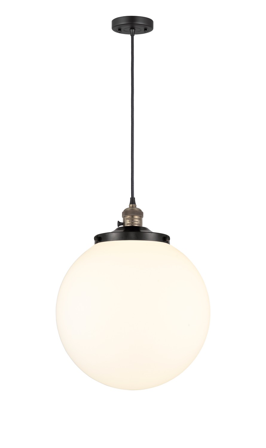 One Light Mini Pendant by Innovations - Franklin Restoration Collection, Black Antique Brass Finish - 201CSW-BAB-G201-14