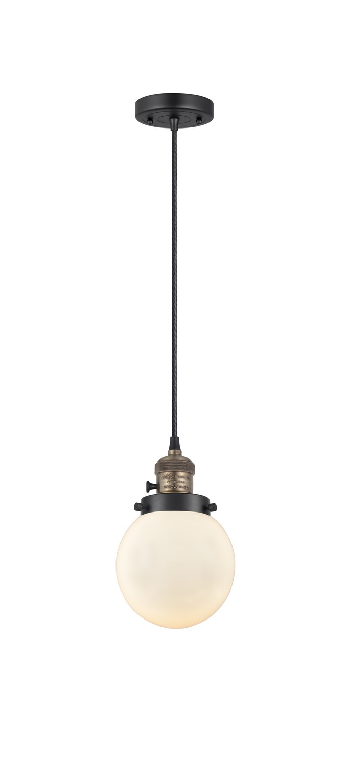 LED Mini Pendant by Innovations - Franklin Restoration Collection, Black Antique Brass Finish - 201CSW-BAB-G201-6-LED