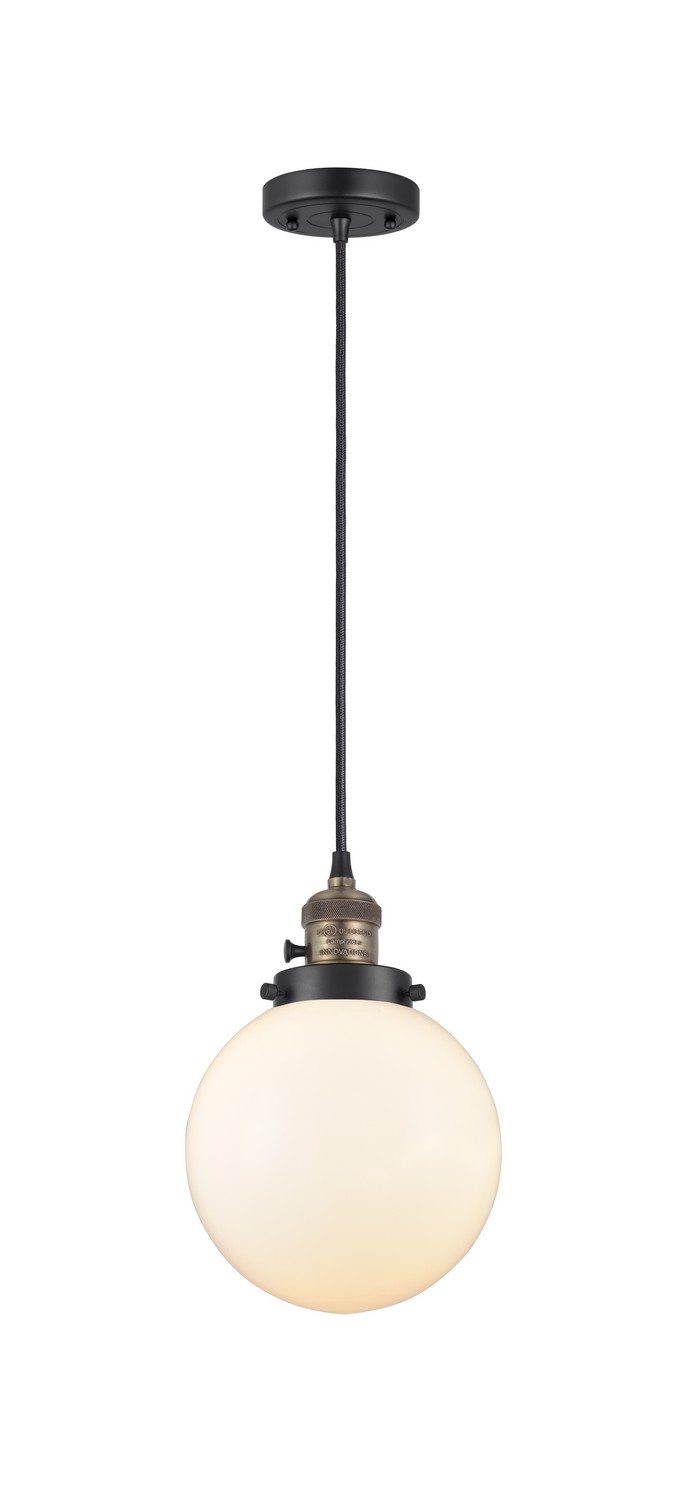 One Light Mini Pendant by Innovations - Franklin Restoration Collection, Black Antique Brass Finish - 201CSW-BAB-G201-8
