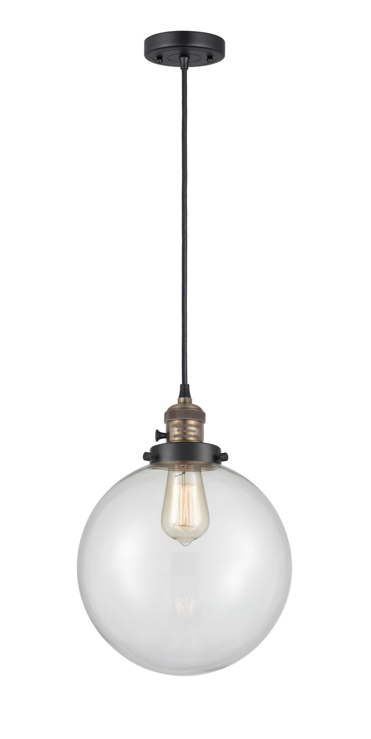 One Light Mini Pendant by Innovations - Franklin Restoration Collection, Black Antique Brass Finish - 201CSW-BAB-G202-10