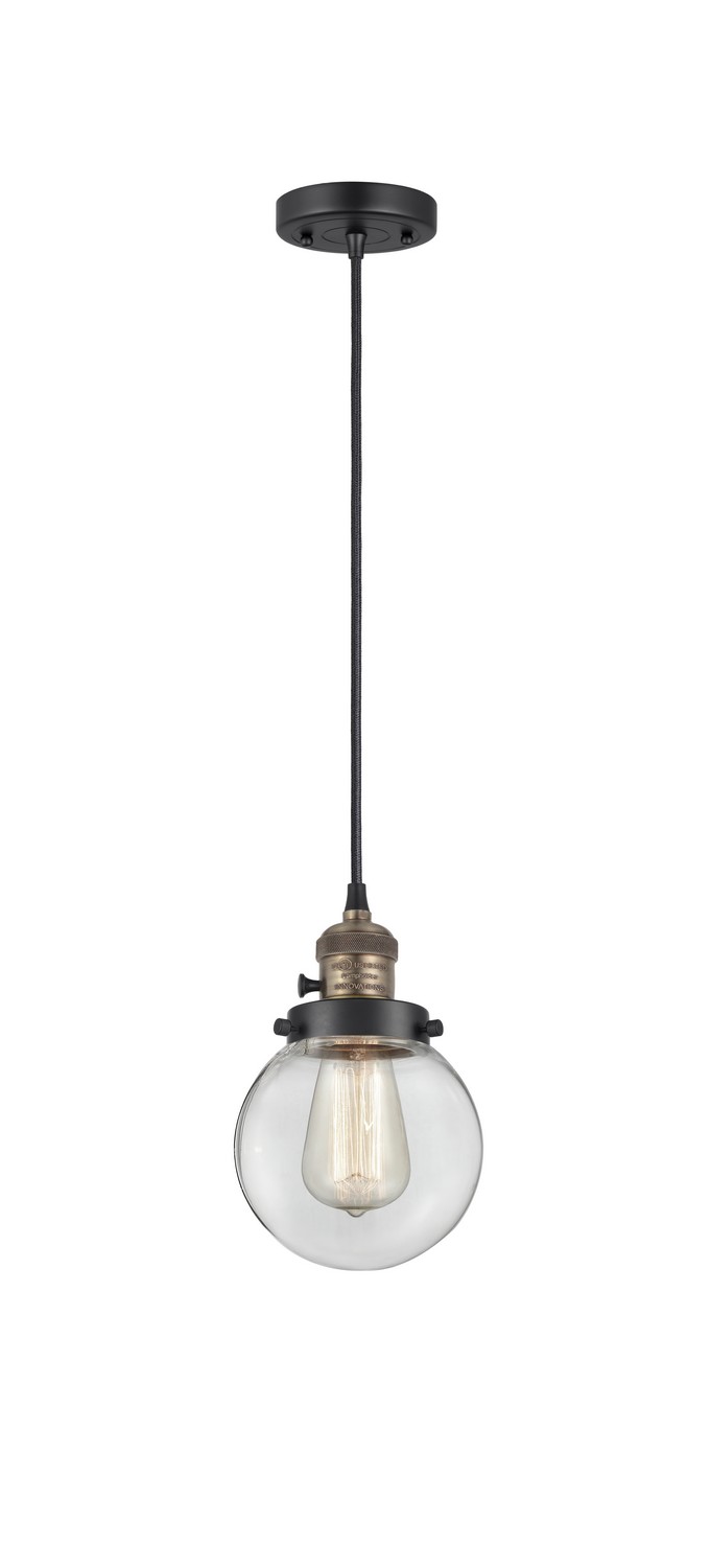 LED Mini Pendant by Innovations - Franklin Restoration Collection, Black Antique Brass Finish - 201CSW-BAB-G202-6-LED