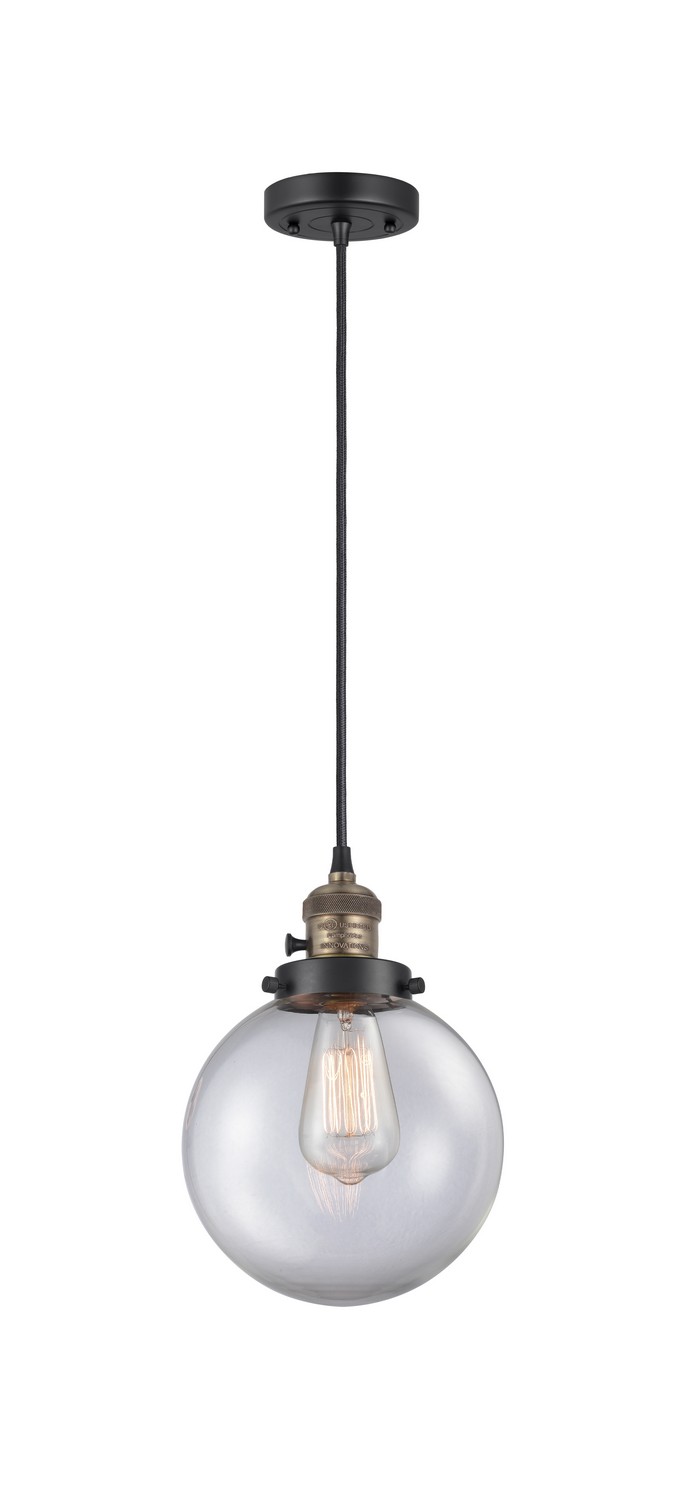 One Light Mini Pendant by Innovations - Franklin Restoration Collection, Black Antique Brass Finish - 201CSW-BAB-G202-8
