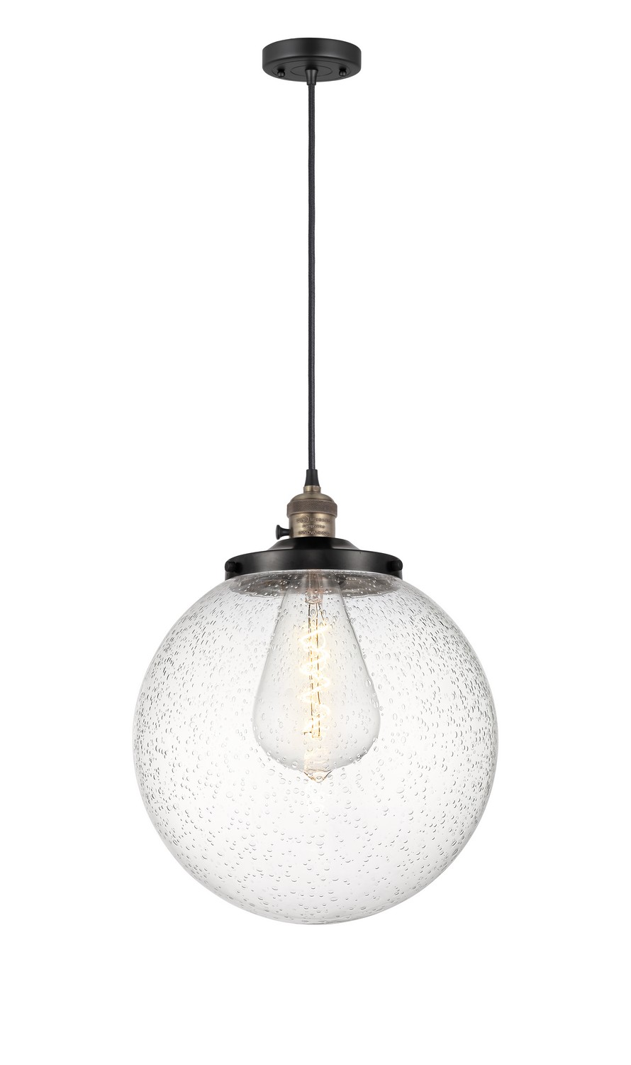 One Light Mini Pendant by Innovations - Franklin Restoration Collection, Black Antique Brass Finish - 201CSW-BAB-G204-14