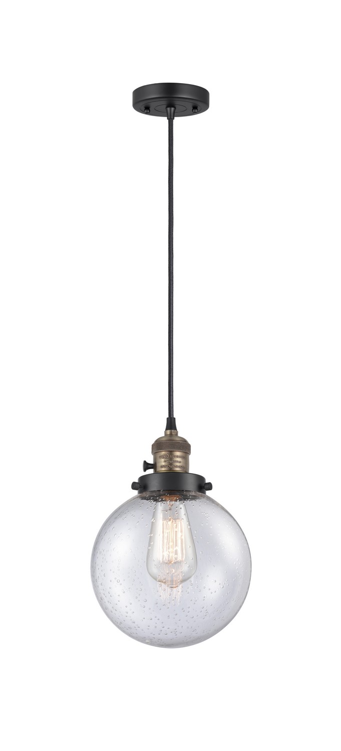 One Light Mini Pendant by Innovations - Franklin Restoration Collection, Black Antique Brass Finish - 201CSW-BAB-G204-8