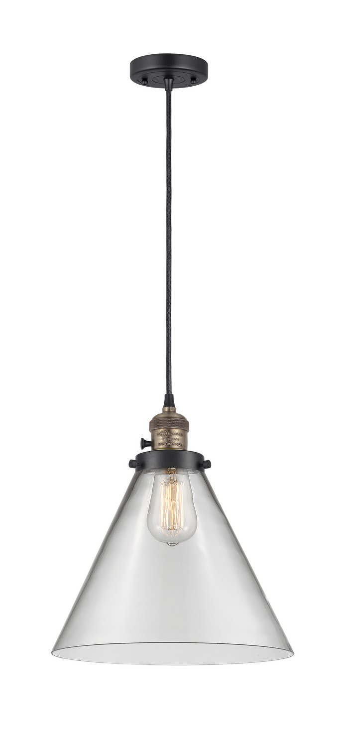 One Light Mini Pendant by Innovations - Franklin Restoration Collection, Black Antique Brass Finish - 201CSW-BAB-G42-L