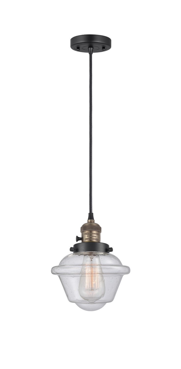 One Light Mini Pendant by Innovations - Franklin Restoration Collection, Black Antique Brass Finish - 201CSW-BAB-G534