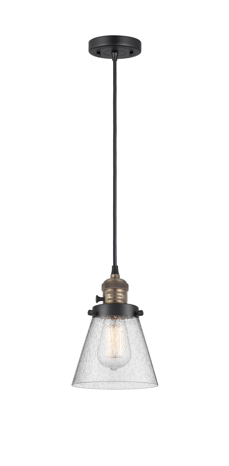 One Light Mini Pendant by Innovations - Franklin Restoration Collection, Black Antique Brass Finish - 201CSW-BAB-G64