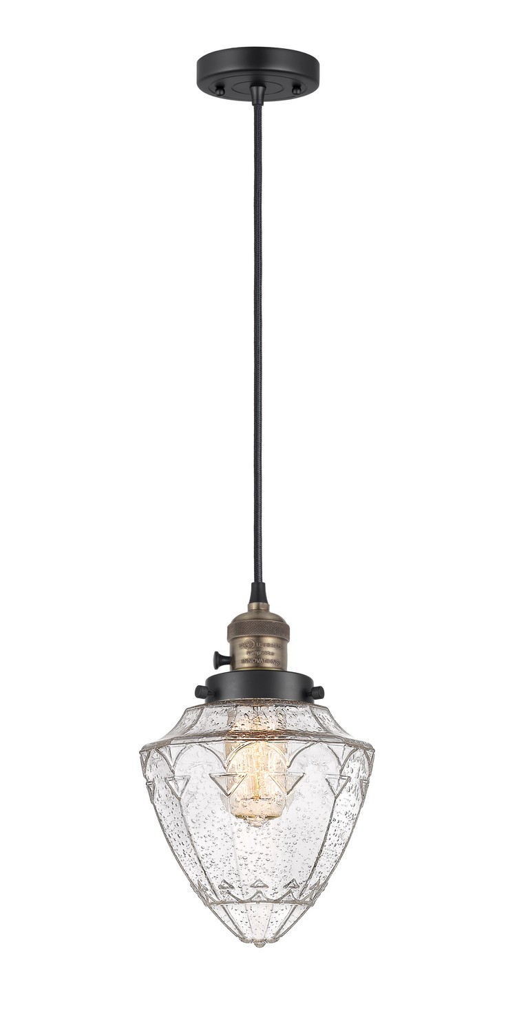 One Light Mini Pendant by Innovations - Franklin Restoration Collection, Black Antique Brass Finish - 201CSW-BAB-G664-7
