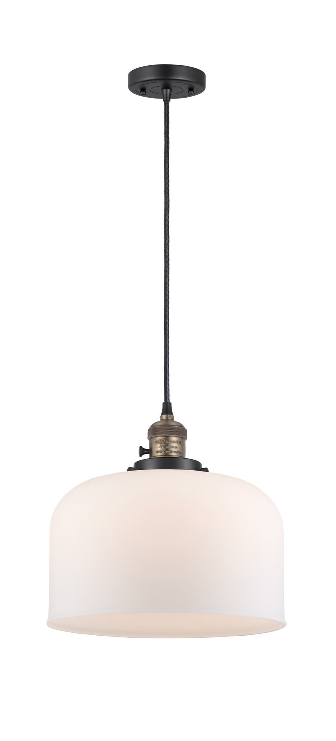 One Light Mini Pendant by Innovations - Franklin Restoration Collection, Black Antique Brass Finish - 201CSW-BAB-G71-L