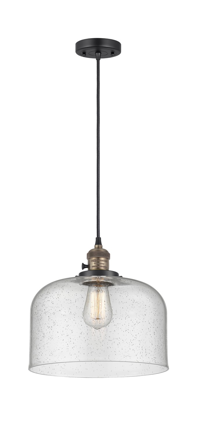 One Light Mini Pendant by Innovations - Franklin Restoration Collection, Black Antique Brass Finish - 201CSW-BAB-G74-L