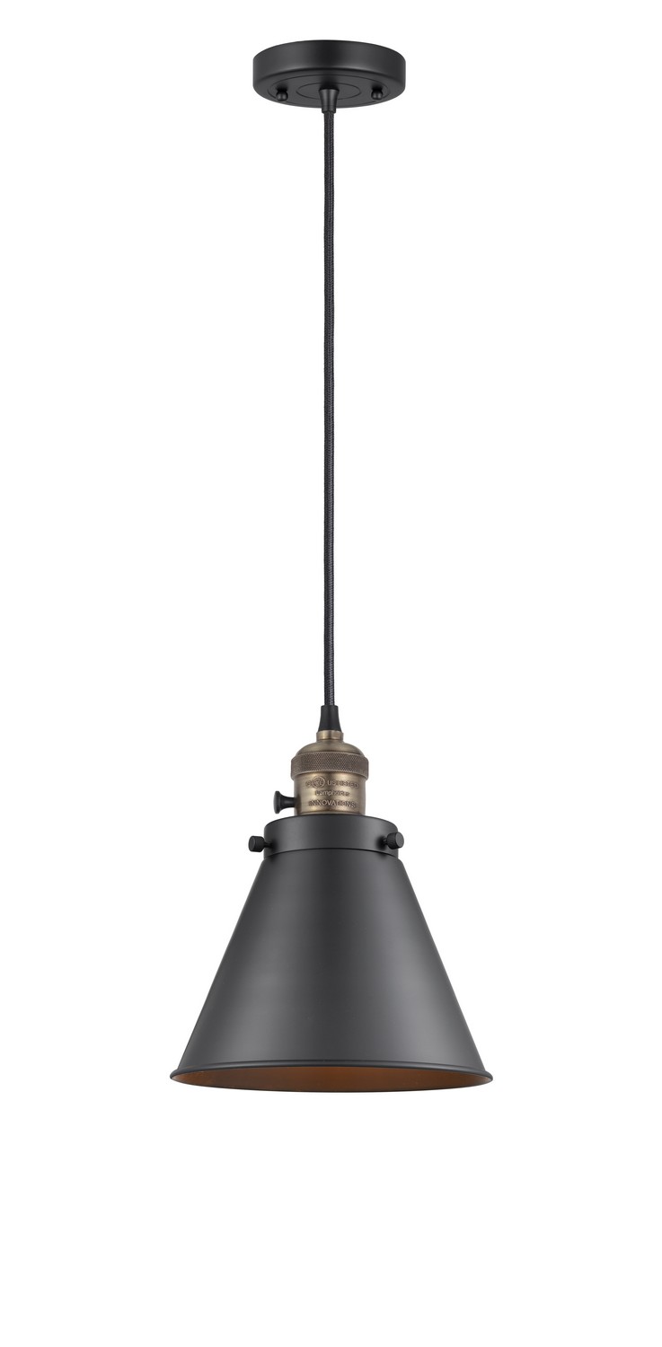 LED Mini Pendant by Innovations - Franklin Restoration Collection, Black Antique Brass Finish - 201CSW-BAB-M13-BK-LED