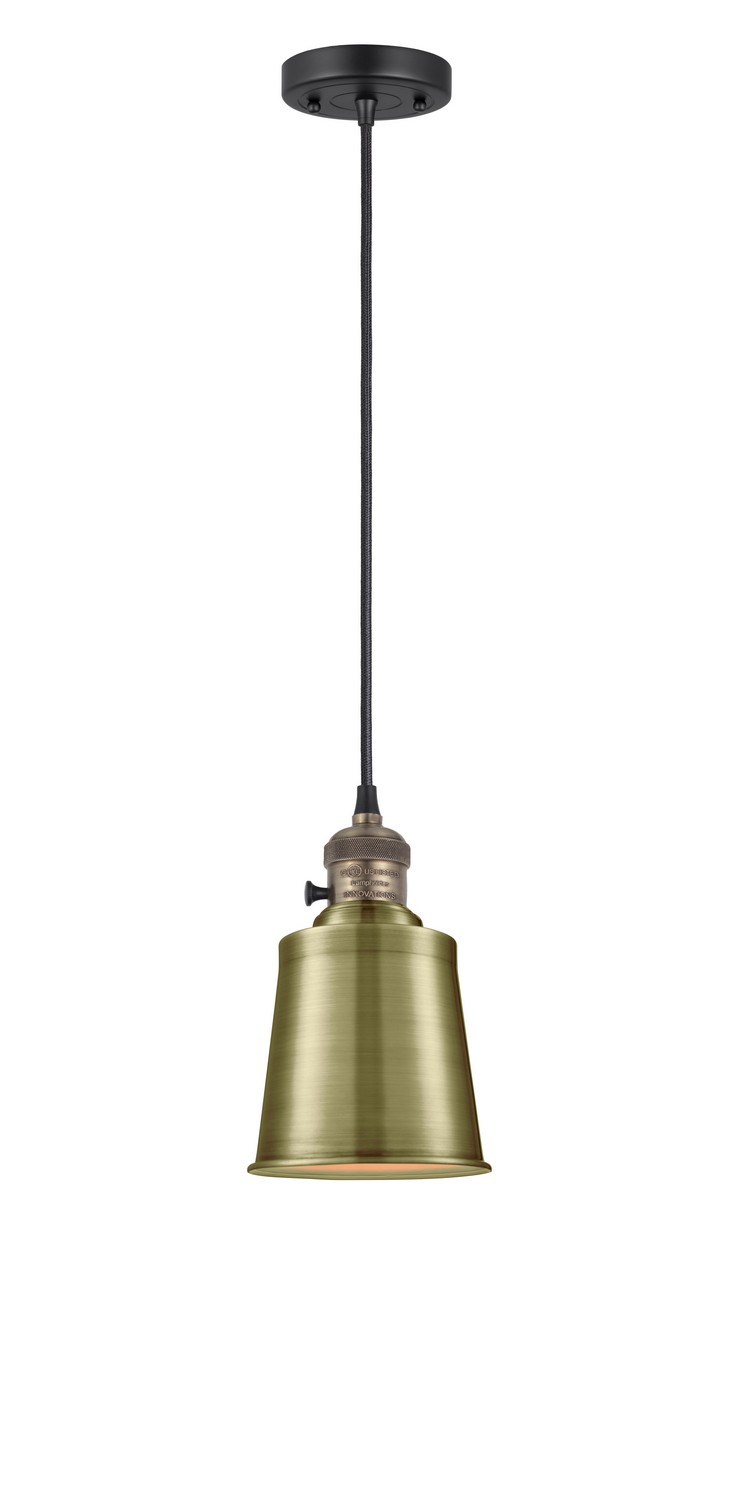 One Light Mini Pendant by Innovations - Franklin Restoration Collection, Black Antique Brass Finish - 201CSW-BAB-M9-AB