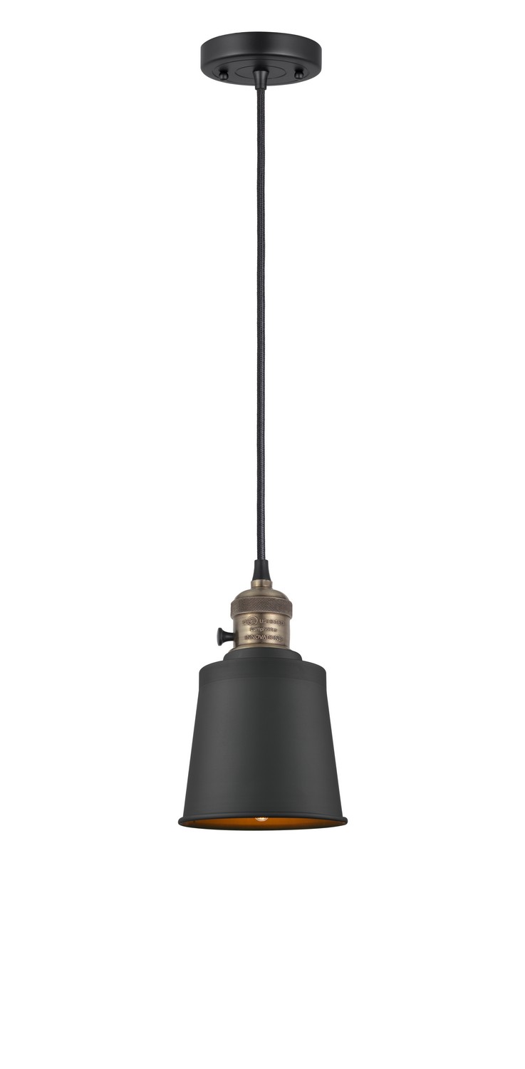 LED Mini Pendant by Innovations - Franklin Restoration Collection, Black Antique Brass Finish - 201CSW-BAB-M9-BK-LED