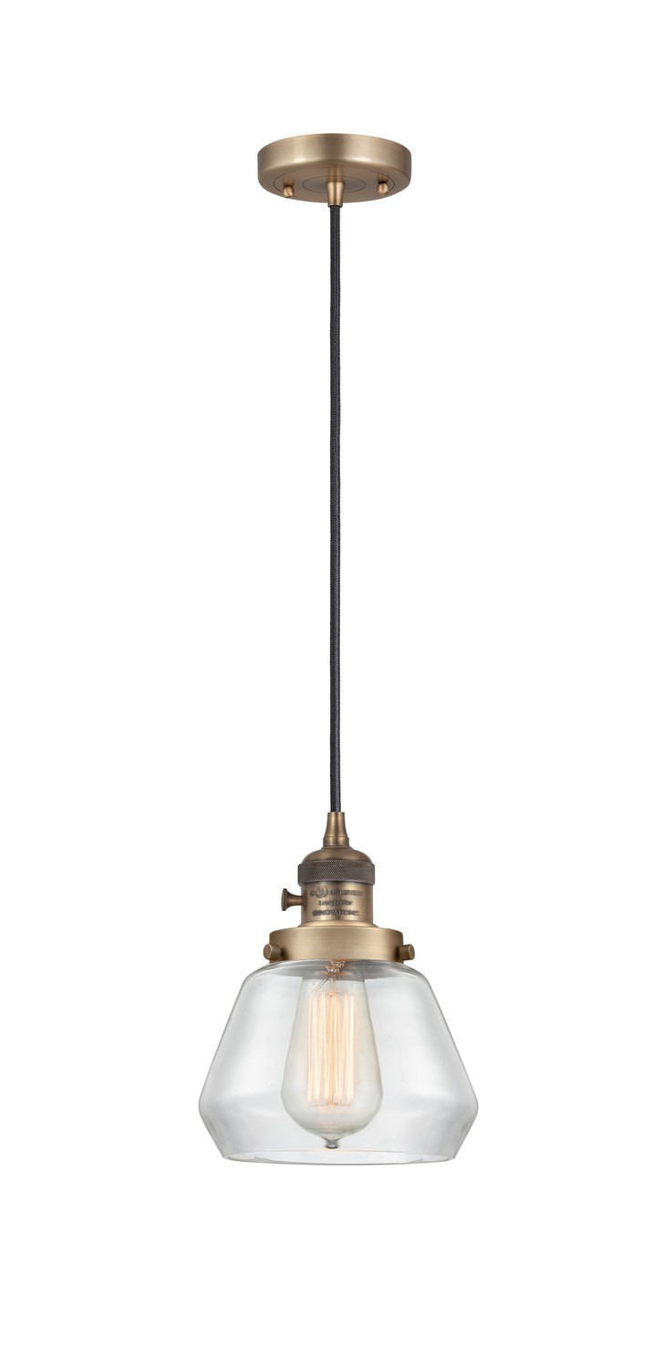 One Light Mini Pendant by Innovations - Franklin Restoration Collection, Brushed Brass Finish - 201CSW-BB-G172