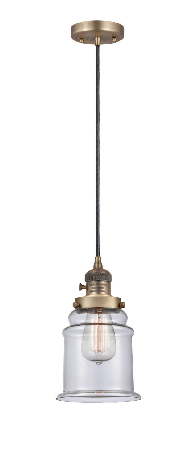 One Light Mini Pendant by Innovations - Franklin Restoration Collection, Brushed Brass Finish - 201CSW-BB-G182