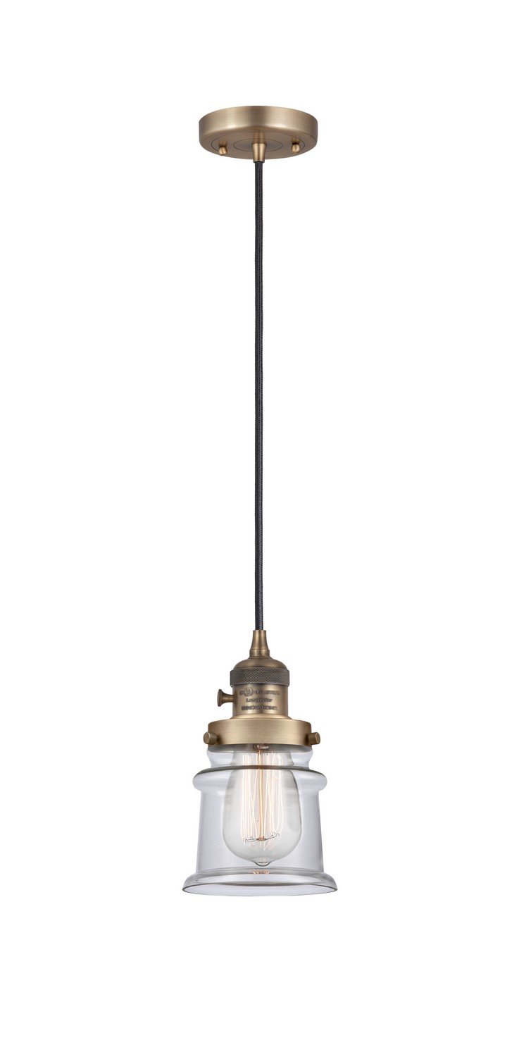 One Light Mini Pendant by Innovations - Franklin Restoration Collection, Brushed Brass Finish - 201CSW-BB-G182S