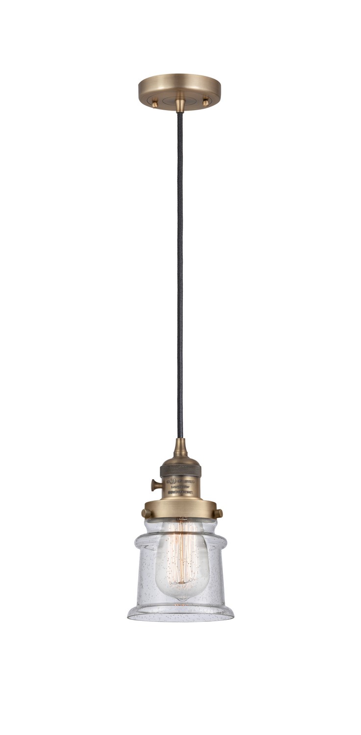 One Light Mini Pendant by Innovations - Franklin Restoration Collection, Brushed Brass Finish - 201CSW-BB-G184S