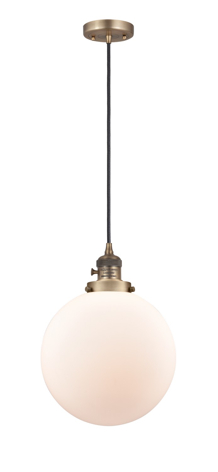 One Light Mini Pendant by Innovations - Franklin Restoration Collection, Brushed Brass Finish - 201CSW-BB-G201-10