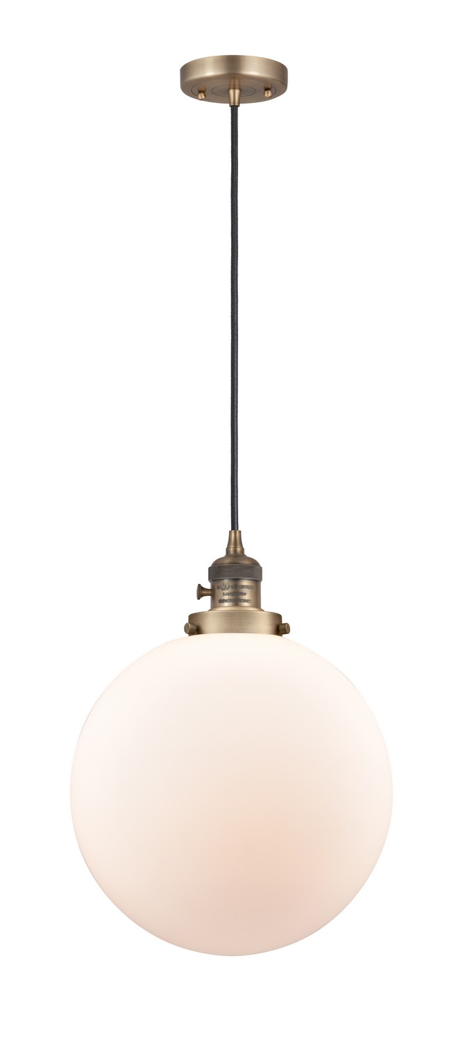 One Light Mini Pendant by Innovations - Franklin Restoration Collection, Brushed Brass Finish - 201CSW-BB-G201-12