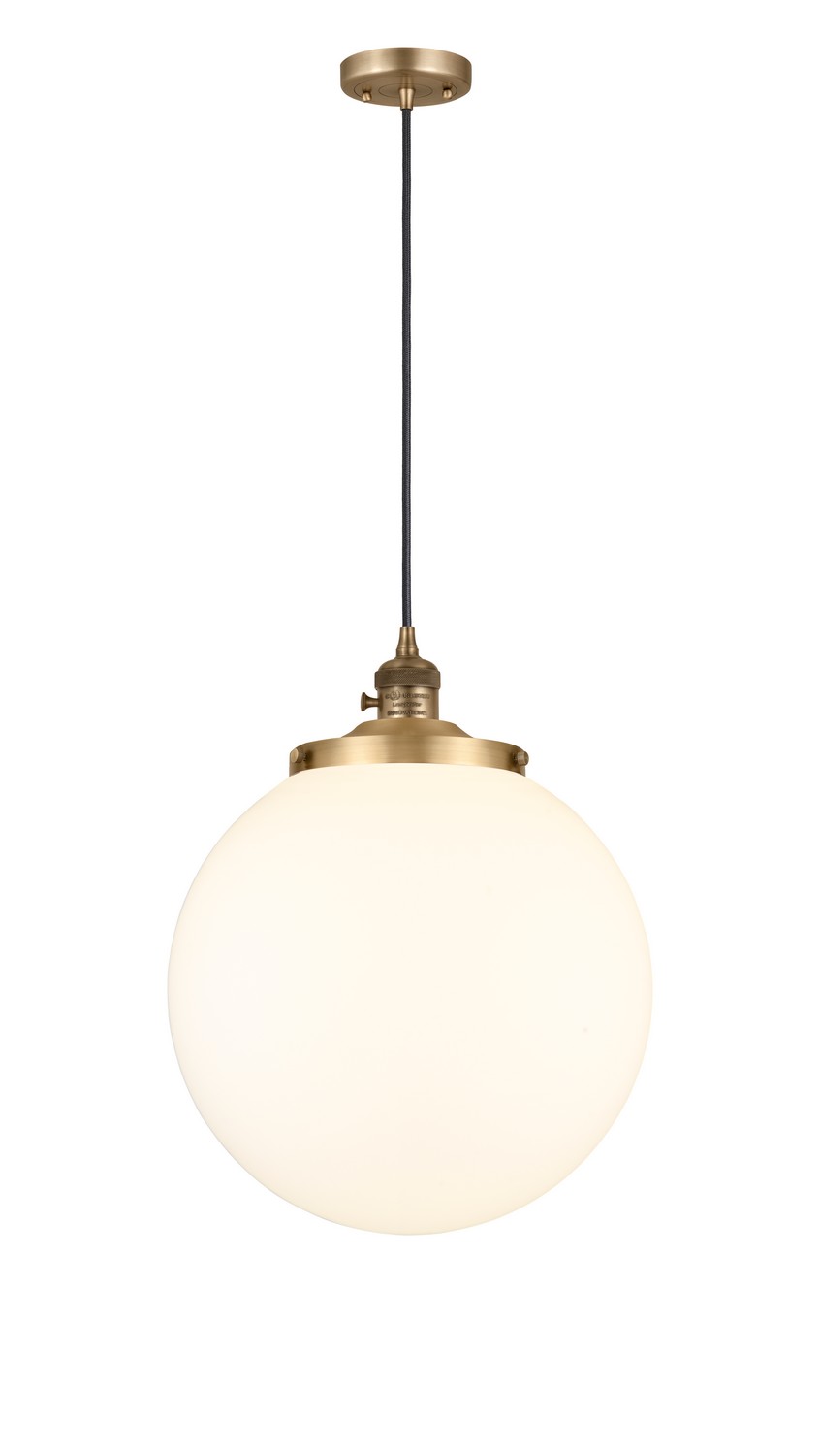 One Light Mini Pendant by Innovations - Franklin Restoration Collection, Brushed Brass Finish - 201CSW-BB-G201-14