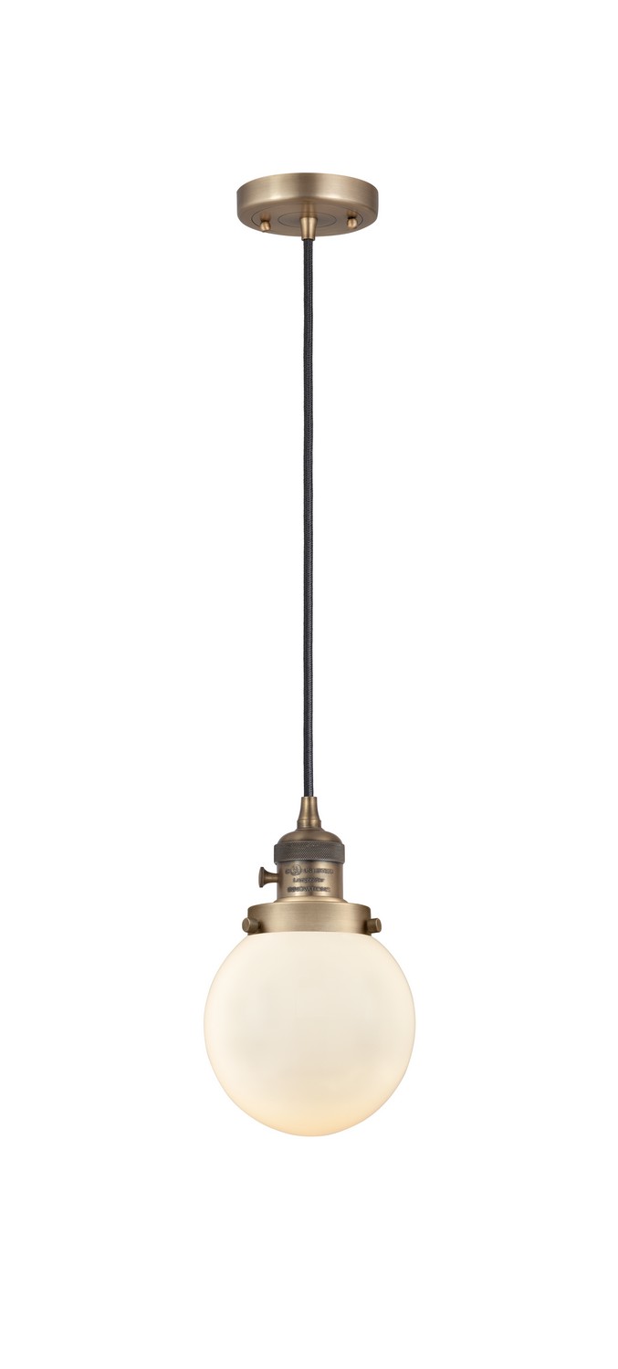LED Mini Pendant by Innovations - Franklin Restoration Collection, Brushed Brass Finish - 201CSW-BB-G201-6-LED