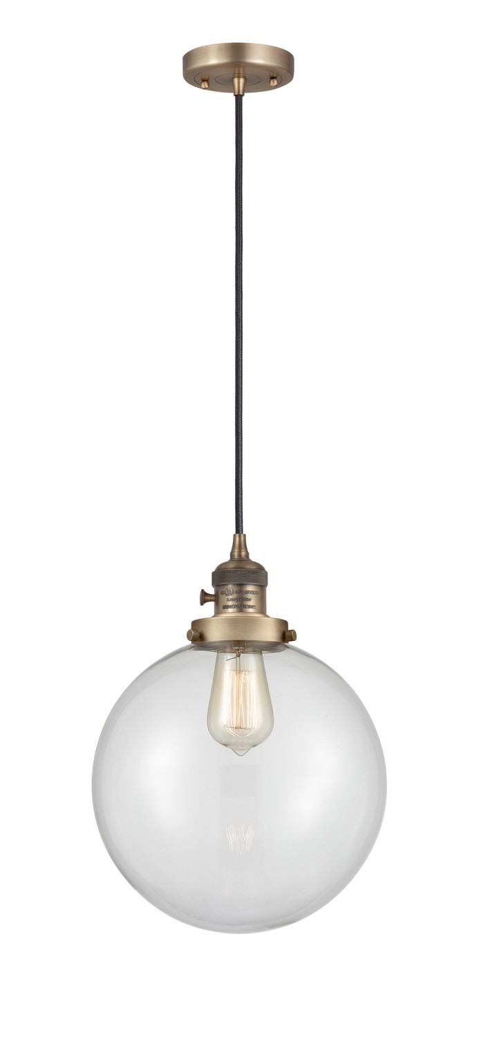One Light Mini Pendant by Innovations - Franklin Restoration Collection, Brushed Brass Finish - 201CSW-BB-G202-10