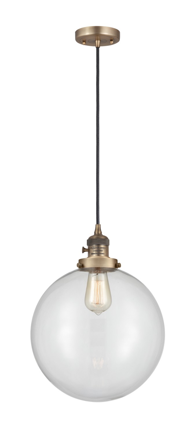 LED Mini Pendant by Innovations - Franklin Restoration Collection, Brushed Brass Finish - 201CSW-BB-G202-12-LED