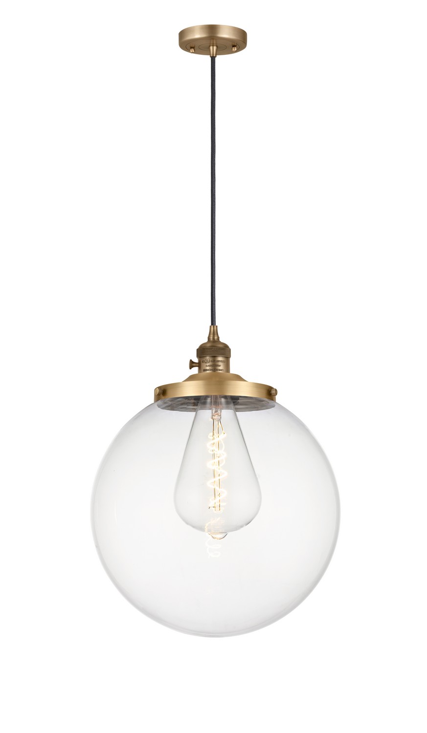 One Light Mini Pendant by Innovations - Franklin Restoration Collection, Brushed Brass Finish - 201CSW-BB-G202-14