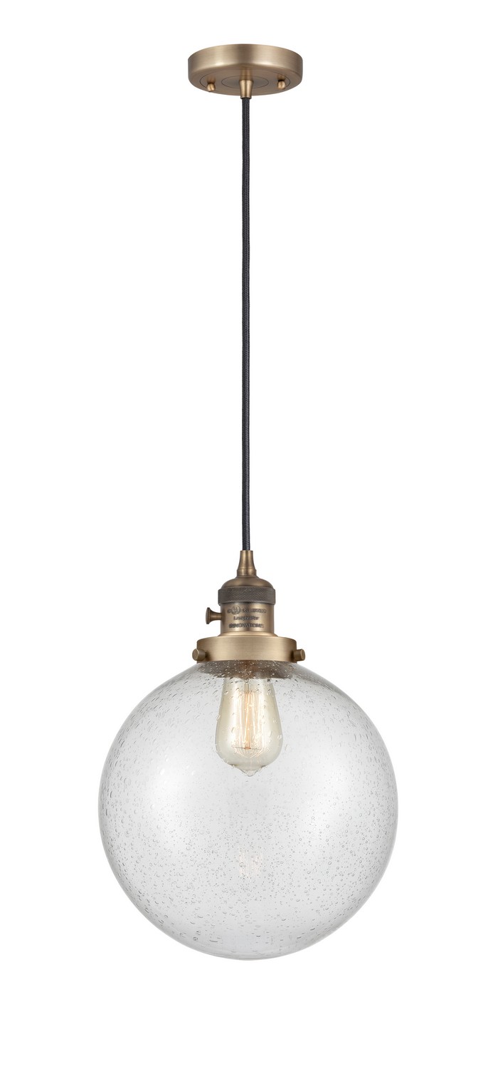 LED Mini Pendant by Innovations - Franklin Restoration Collection, Brushed Brass Finish - 201CSW-BB-G204-10-LED