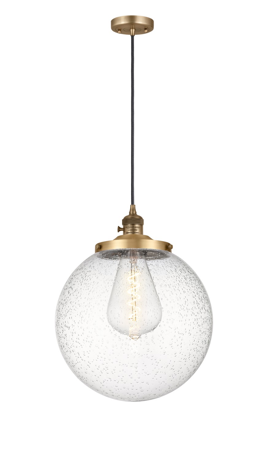 One Light Mini Pendant by Innovations - Franklin Restoration Collection, Brushed Brass Finish - 201CSW-BB-G204-14