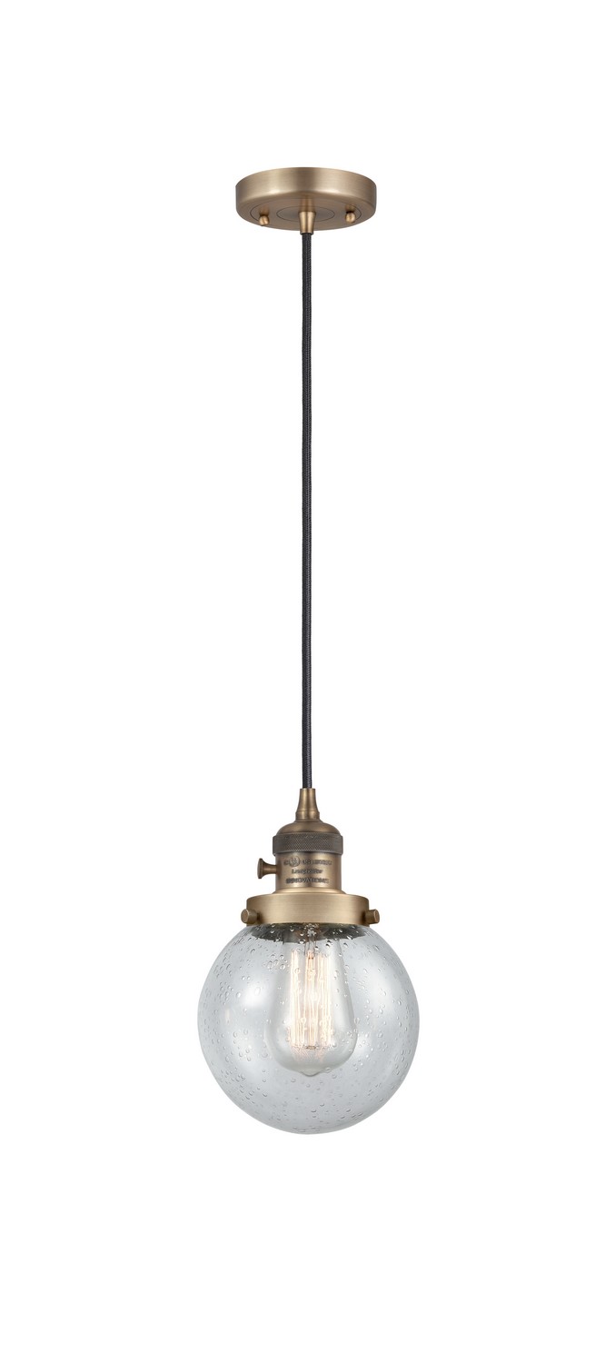 LED Mini Pendant by Innovations - Franklin Restoration Collection, Brushed Brass Finish - 201CSW-BB-G204-6-LED