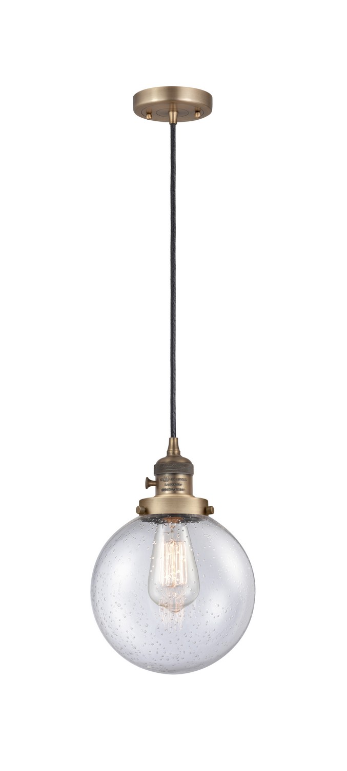 One Light Mini Pendant by Innovations - Franklin Restoration Collection, Brushed Brass Finish - 201CSW-BB-G204-8