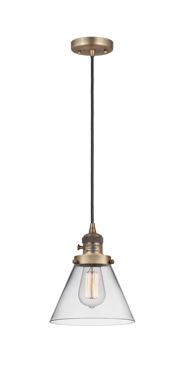 One Light Mini Pendant by Innovations - Franklin Restoration Collection, Brushed Brass Finish - 201CSW-BB-G42