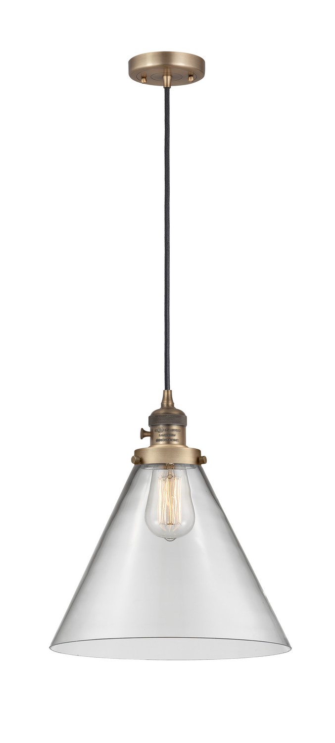 One Light Mini Pendant by Innovations - Franklin Restoration Collection, Brushed Brass Finish - 201CSW-BB-G42-L