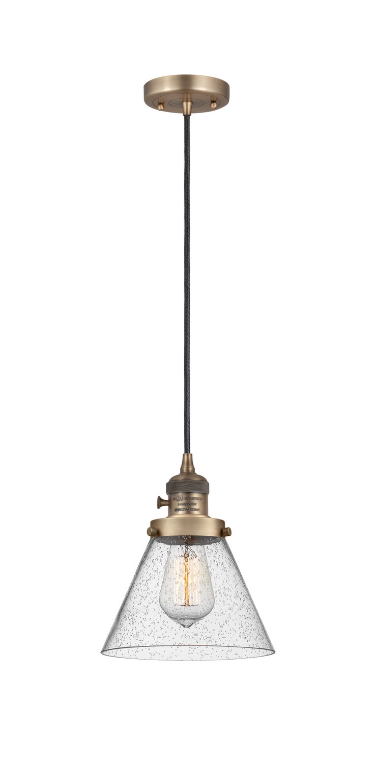 One Light Mini Pendant by Innovations - Franklin Restoration Collection, Brushed Brass Finish - 201CSW-BB-G44