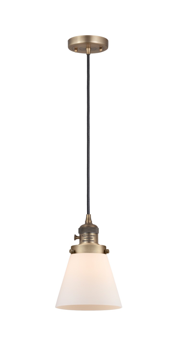 One Light Mini Pendant by Innovations - Franklin Restoration Collection, Brushed Brass Finish - 201CSW-BB-G61