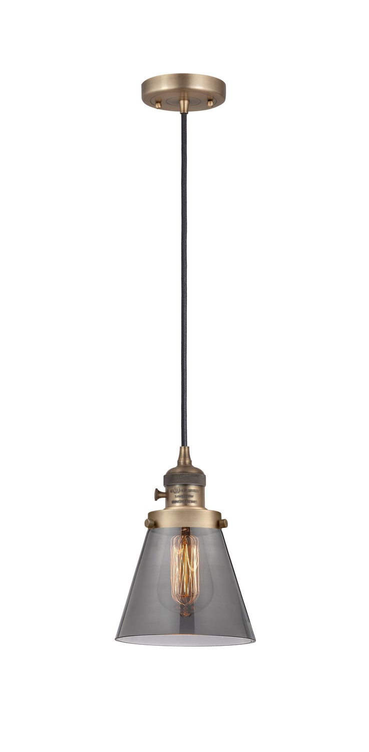 One Light Mini Pendant by Innovations - Franklin Restoration Collection, Brushed Brass Finish - 201CSW-BB-G63