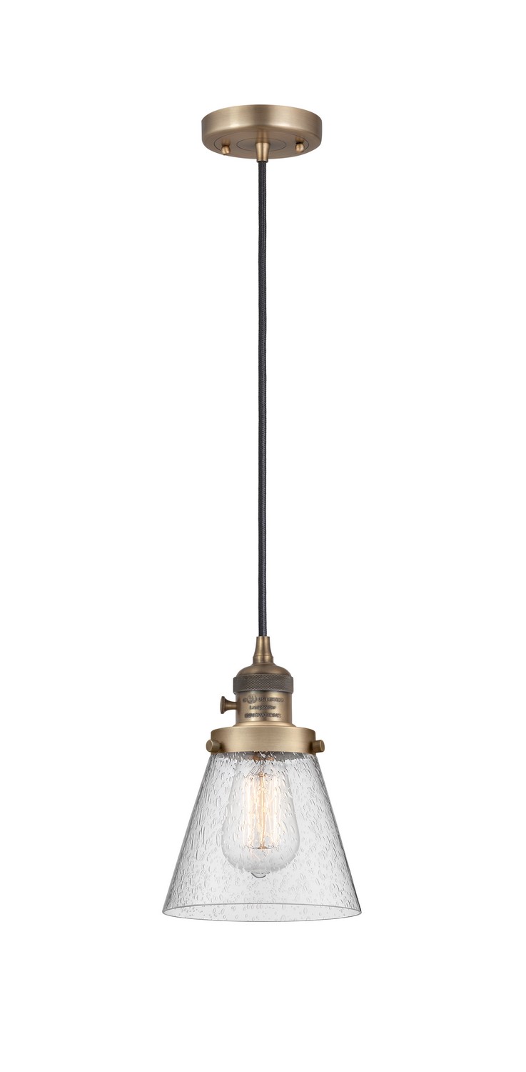One Light Mini Pendant by Innovations - Franklin Restoration Collection, Brushed Brass Finish - 201CSW-BB-G64